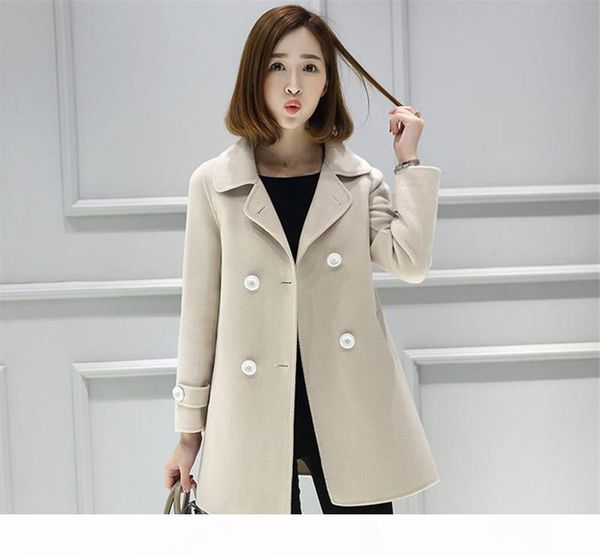 

fashion women winter jacket long sleeve solid color double breasted slim women coats new womens designers clothes, Black