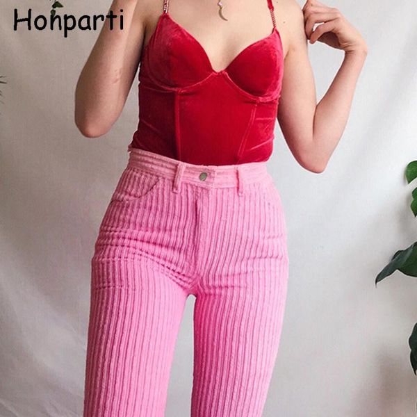 

women's pants & capris high waist retro corduroy trousers vintage skinny long pencil autumn female clothing, Black;white