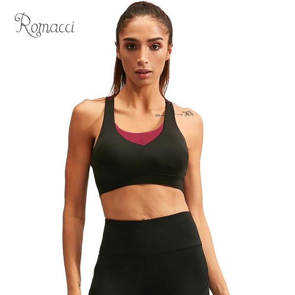 

women's tanks & camis fashion fitness women bras tank workout vest backless racerback splice color running gym qucik dry push up sport, White