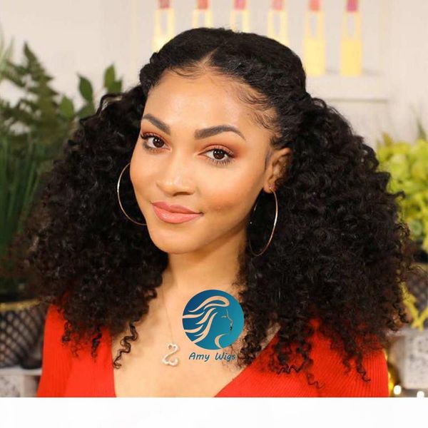 

brazilian black lace front wig pre plucked women bleached knots 360 lace frontal wigs virgin hair afro kinky curly human hair wigs, Black;brown