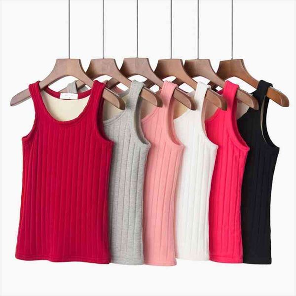 

thermal tank women winter thermal underwear plus size female bottoming camis underwear sleeveless padded camisole femme, White