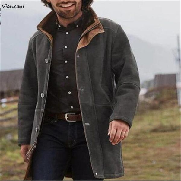 

men's jackets man's jacket autumn fashion long sleeve single-breasted male coat 2021 vintage casual outerwear, Black;brown