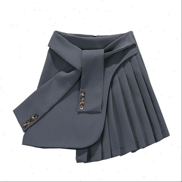 

[ewq] 2021 summer new arrivals high waist lace up bandage short mini pleated skirt women casual 4 color, Black