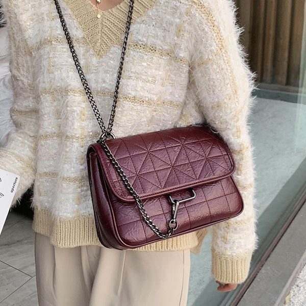 

shoulder bags elegant female square crossbody bag 2021 fashion leather women's designer handbag chain messenger