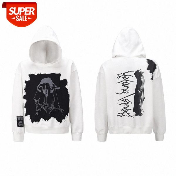 

ins dark funeral gothic style horror patch pullover sweater street loose men and women plus velvet hoodie #xq26, Black