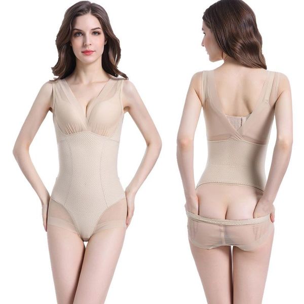 

gym clothing post-off one-piece ventilation honeycomb fabric ultra-thin bodysuit postpartum body corset shaping underwear women, White;black