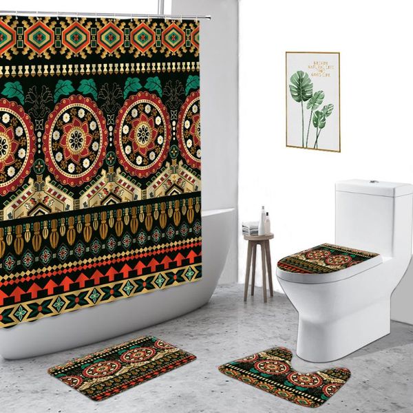 

shower curtains bohemian curtain ethnic style pattern home decoration background bathroom non-slip carpet fabric bath with hook