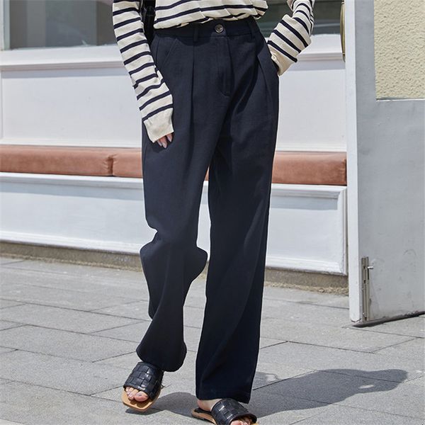 

women's pants & capris hzirip high female waistline straight chic plus size loose fashion brief warm casual breezy leg solid pants o7fi, Black;white