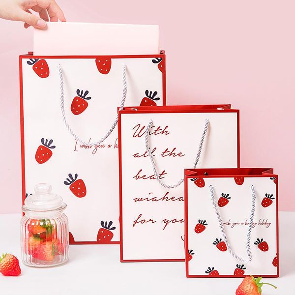 

kawaii strawberry gift bag holiday gift storage packaging bag exquisite box paper birthday packaging bags