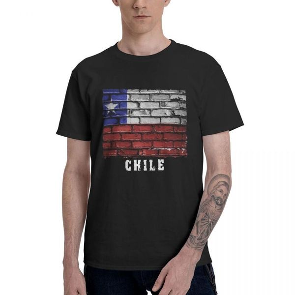

men's t-shirts men t-shirt chile flag brick wall fans clothes printing t shirt women 100% cotton o-neck tee tshirt for, White;black