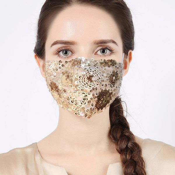 

cloth mask fashion net red sequin mask opening can be washed