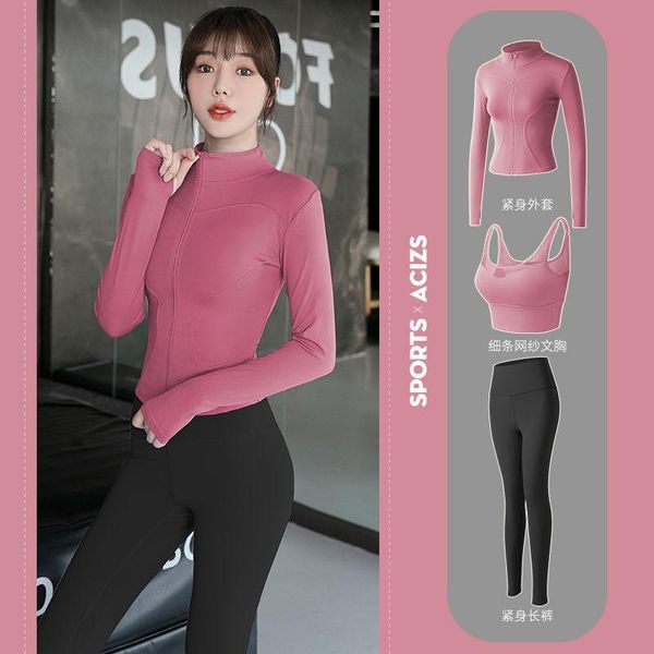 

yoga outfit 2/3pcs seamless women set workout sportswear gym clothing fitness long sleeve crop high waist leggings sports suits