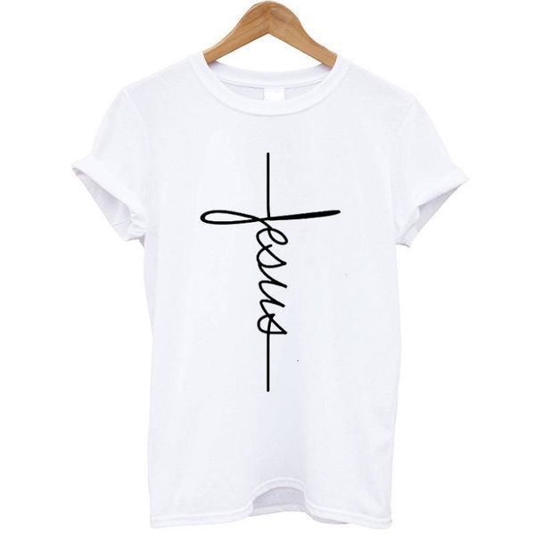 

fashion t shirt women harajuku female aesthetic t-shirt short sleeve jesus t-shirt christian cross printing female tshirt, White