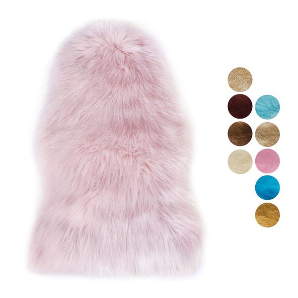 

long hair solid mat seat pad home decor luxury rectangle soft sheepskin fluffy area rug faux white fur carpet shaggy living room