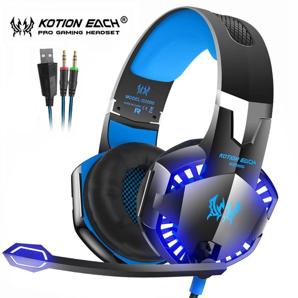 

kotion each gaming headset casque deep bass stereo headphones with mic led light for ps4 xbox one pc gamer