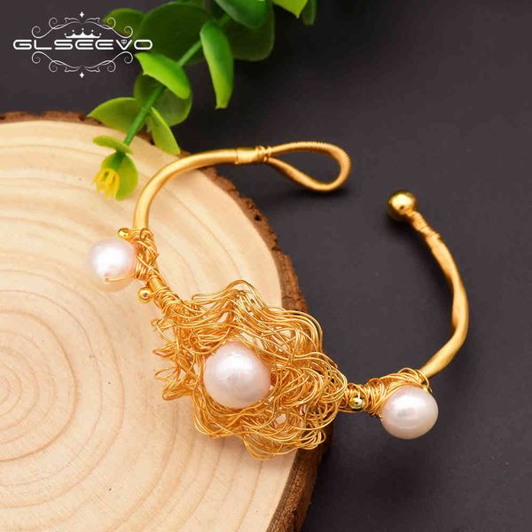 

Bangles Bracelet Glseevo Freshwater Pearl Hand Woven Jewelry Women's, Black