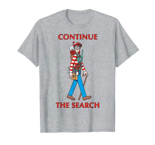 

where's waldo continue the search portrait graphic t-shirt, White;black