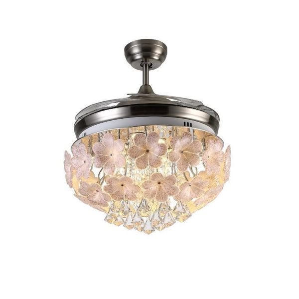 

factory wholesale 42 inch gold lotus luxury european crystal ceiling fan lights high-quality remote control led ceiling fans