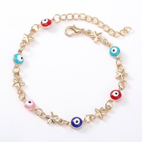 

charm bracelets cute bohemia evil eye for women gifts gold color alloy chains 2021 fashion jewelry wholesale, Golden;silver