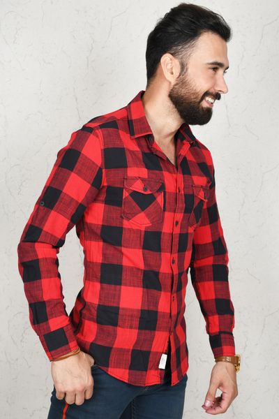 

black-red tight-fitting mold male shirt 100 cotton square pattern long business four seasons clothing 2002800 zyhk, White;black