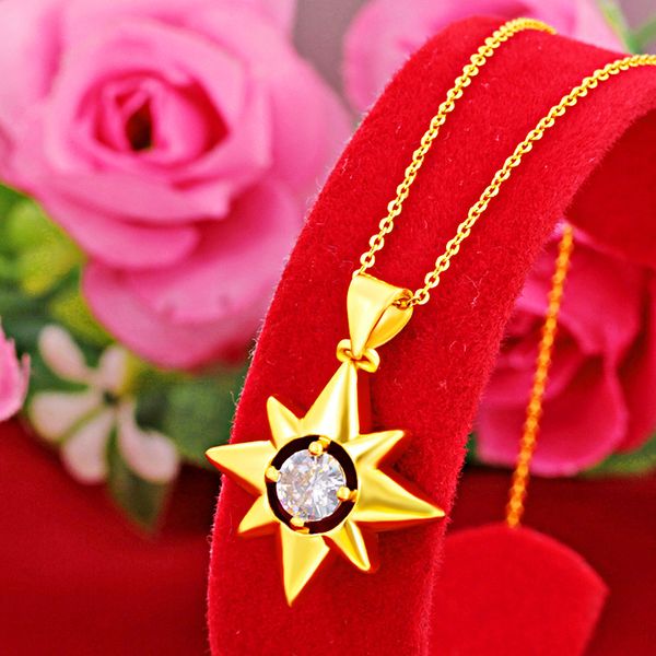 Sonnenförmiger Schmuck, 18 Karat Gold gefüllt, modische Damen-Anhänger-Ketten-Halskette, einfache weibliche Mädchen-Accessoires, Geschenk