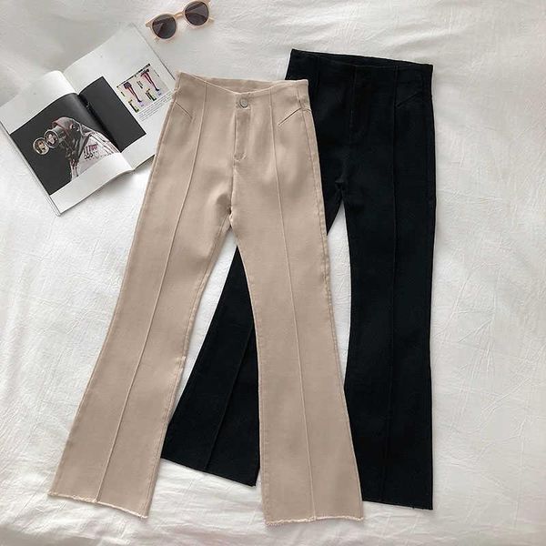 

women's pants & capris wide leg plus size 2021 suit trousers women solid office flare pant straight casual korean autumn loose high wai, Black;white