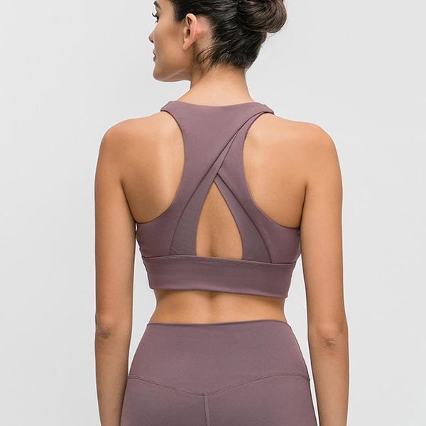 

gym clothing yoga bras women high impact solid sports underwear vest running hollow out crop workout fitness push up sportswear, White;black