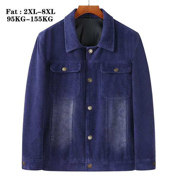 

men's jackets plus size casual jacket 5xl 6xl 7xl 8xl 2021 arrival spring retro corduroy clothes men fashion multiple pockets blue coat, Black;brown