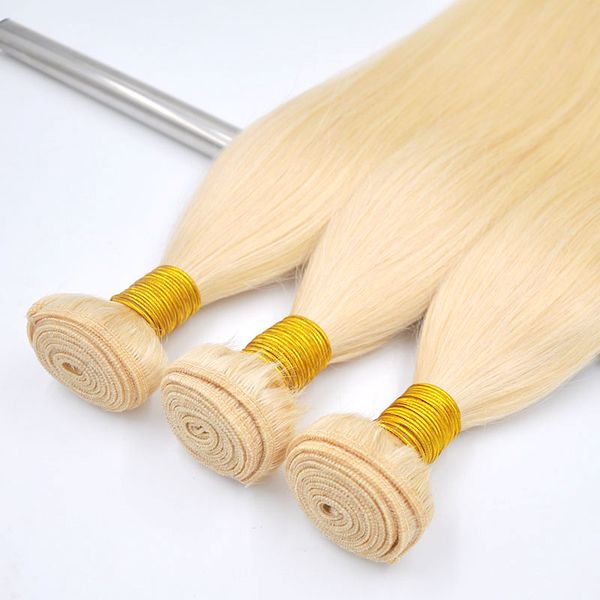 

full head blonde color 613 brazilian hair weave straight hair bundles 100g piece 3pcs a lot, Black