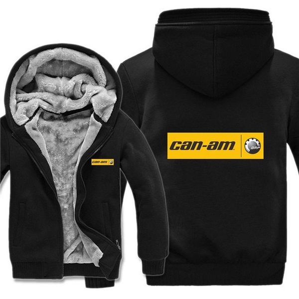 

men's jackets can am logo stripe brp team hoodies mens zipper coat fleece thicken sweatshirt pullover, Black;brown