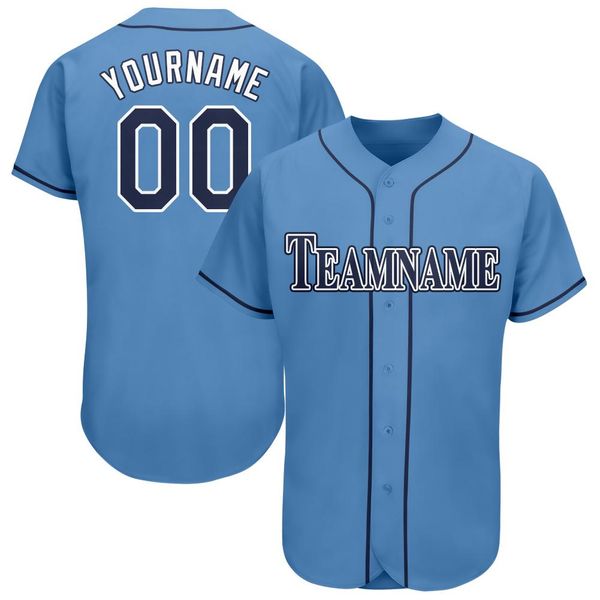 

custom powder blue navy-white baseball jersey, Blue;black