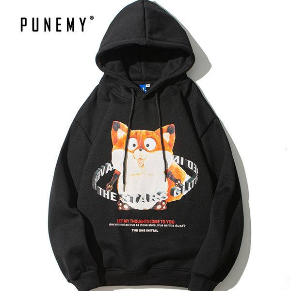 

2021 new harajuku men hoodie hip hop cartoon print oversize 100% cotton streetwear pullover sweatshirt casual mens hoodies cyzv, Black