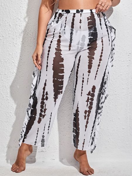 

plus graphic bikini bottom with cover up pants i9fw#, Black