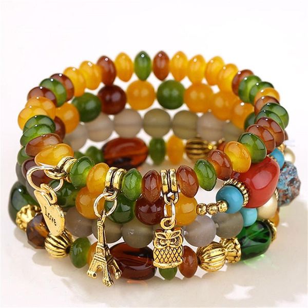 

beaded, strands bohemian colorful beaded bracelets & bangles for women fashion multilayer charm pulseiras jewelry gift 2021 tr, Black