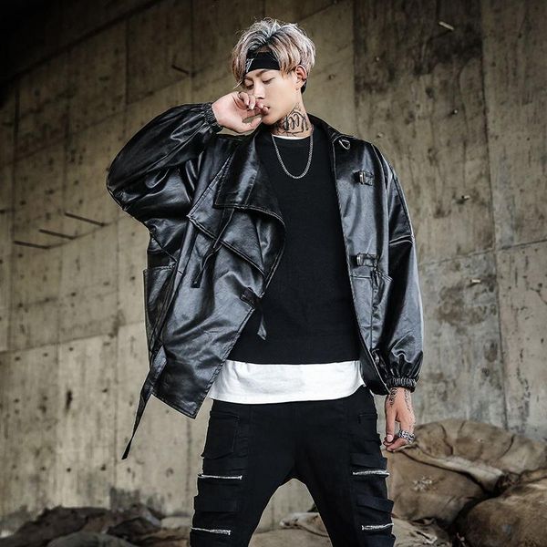 

men's fur & faux m-2xlspring and autumn style country tide europe america high street men loose shoulder locomotive leather jacket jack, Black