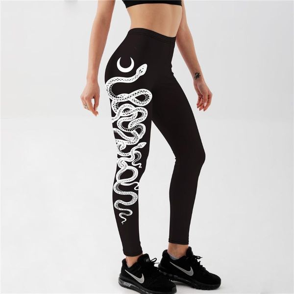 

women's leggings black print animal snake push up fitness legging slim workout