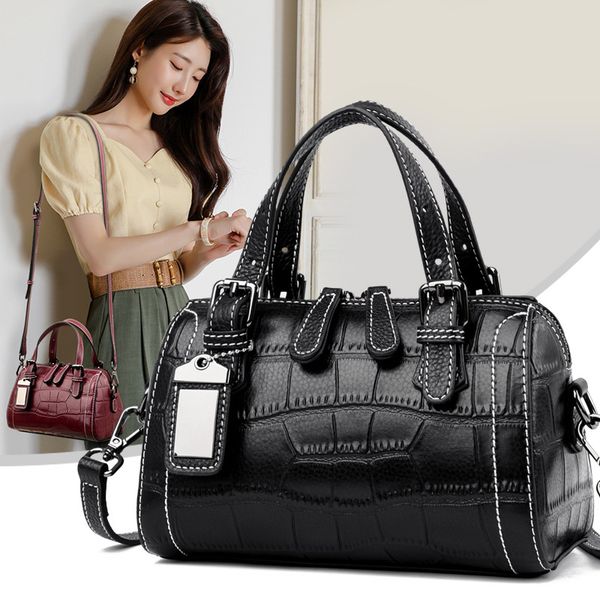 

head leather c-rocodile boston bag 2021 new fashion pillow bag single shoulder messenger handbag