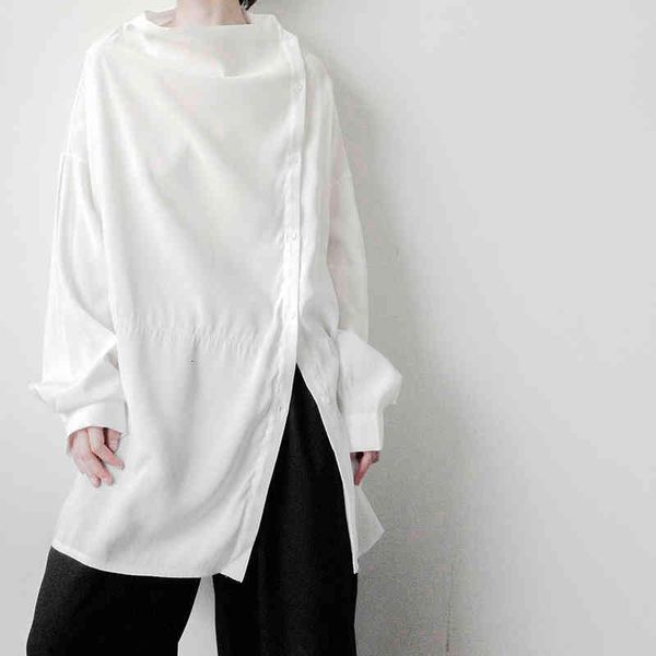 

men's casual shirts oversize men women asymmetry design japan harajuku style loose long sleeve male party dress couple vjqj, White;black
