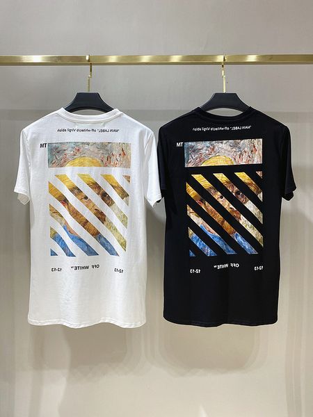 

twill 2021ss off oil white painting print short sleeve t-shirt, White;black