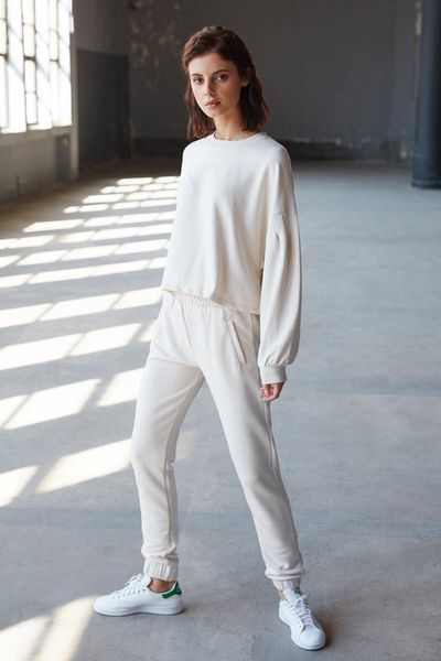 

women's two piece pants trendyol bike collar long-sleeve knitted bottom suit twoaw22au0480, White