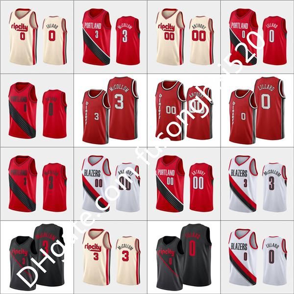 

2021 fast delivery men damian 0 lillard jersey c.j. 3 mccollum shirts black white red retro vintage clyde 22 drexler mens basketball jerseys, Black;red