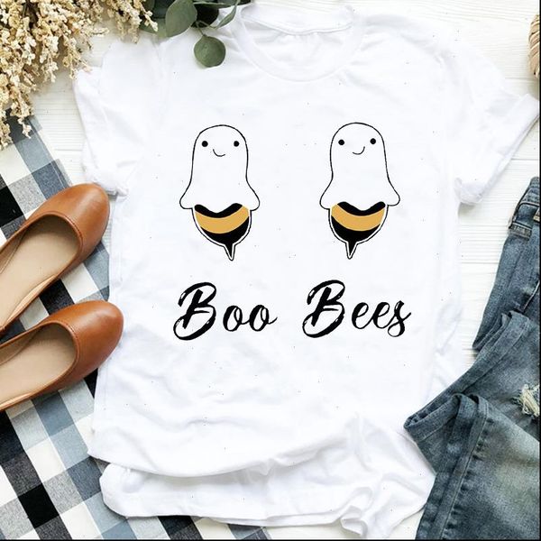 

women lady cartoon funny boo 90s thanksgiving halloween print tshirt female t tee womens shirt clothes graphic t shirt, White
