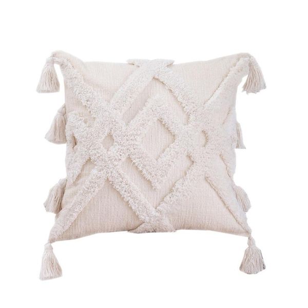 

cushion/decorative pillow boho tassel case square soft pillowcase sofa throw velvet suit for household car, el and coffee bar decoration wed