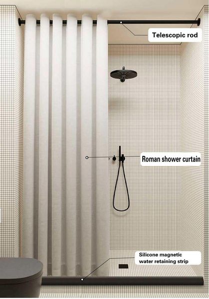 

shower curtain, frame, waterproof strip