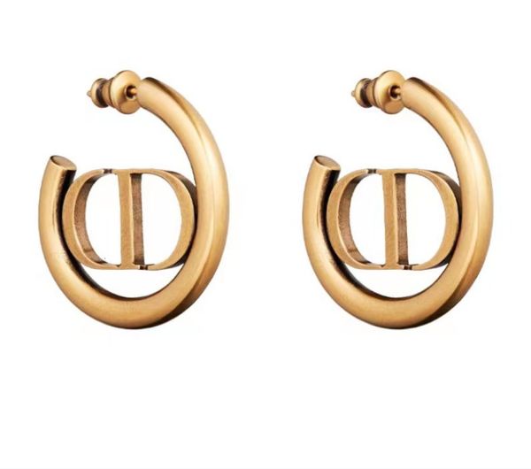 

charms / di home letter cd earrings female hollow out simple small circle, Golden