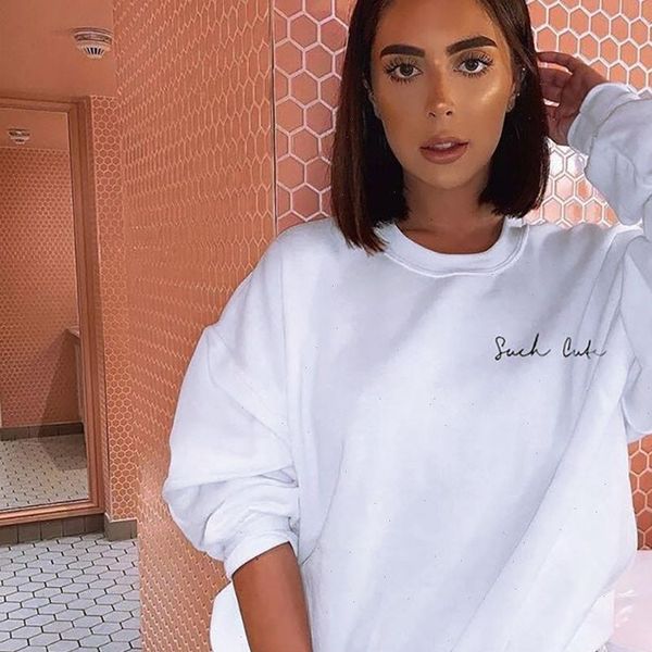 

white sweatshirt women casual long sleeve ladies o neck letter print sweatshirt loose pullover female, Black