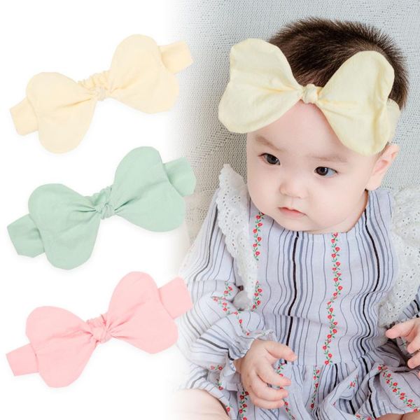 

hair accessories big cotton bows baby infants headband children's butterfly borns band kids girls headdress 2pcs, Slivery;white