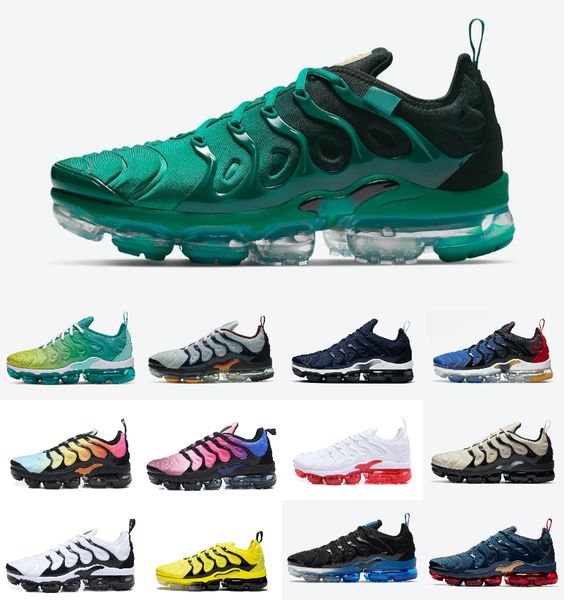 

2021 tn plus men women runner shoes triple black white sunset hyper red blue volt fashion mens trainers sports sneakers size 36-46