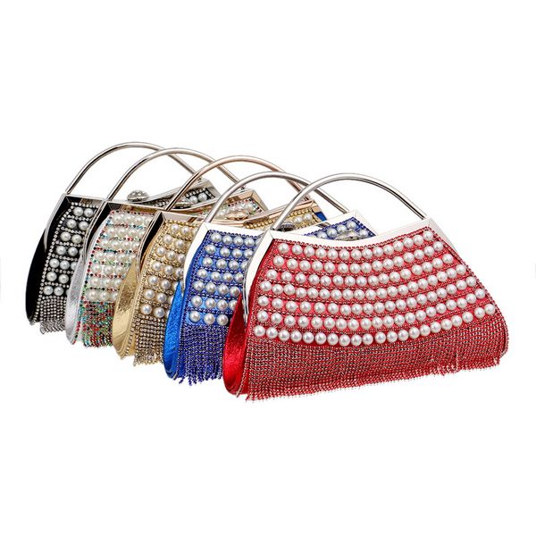 

tassel rhinestones women evening bags beaded ladys handbags with handle diamonds wedding bridal purse bags for christamas gift
