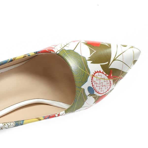 

hand-painted high-heeled shallow-mouth shoes pointed white stripes female heels t6cc, Black